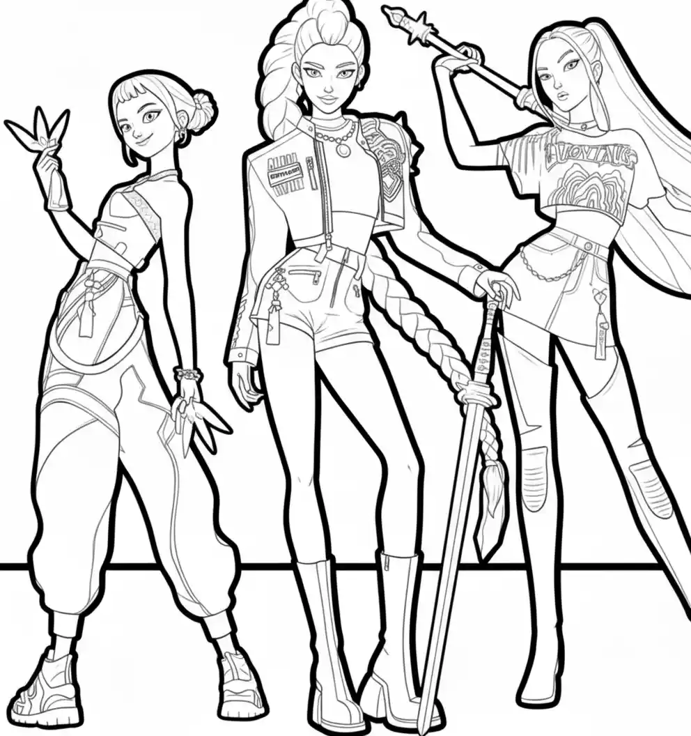 Huntrix para colorear para imprimir gratis