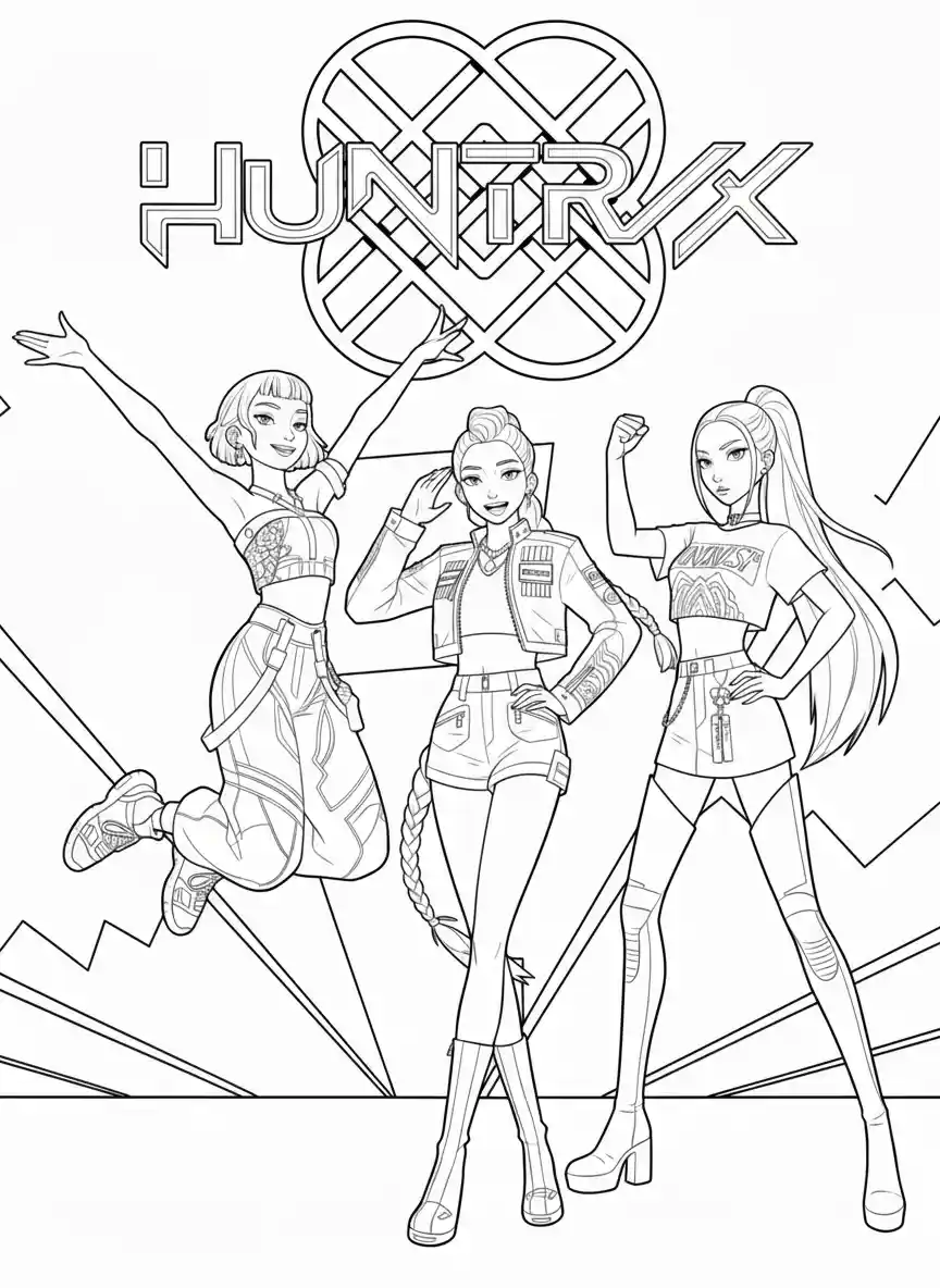 Huntrix para colorear para bebé para imprimir