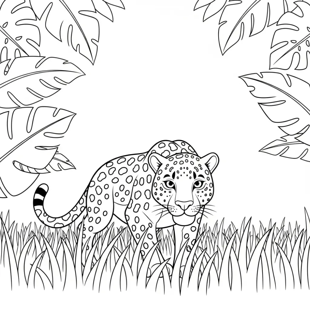 Jaguar 13 para colorear para niño de 3 años