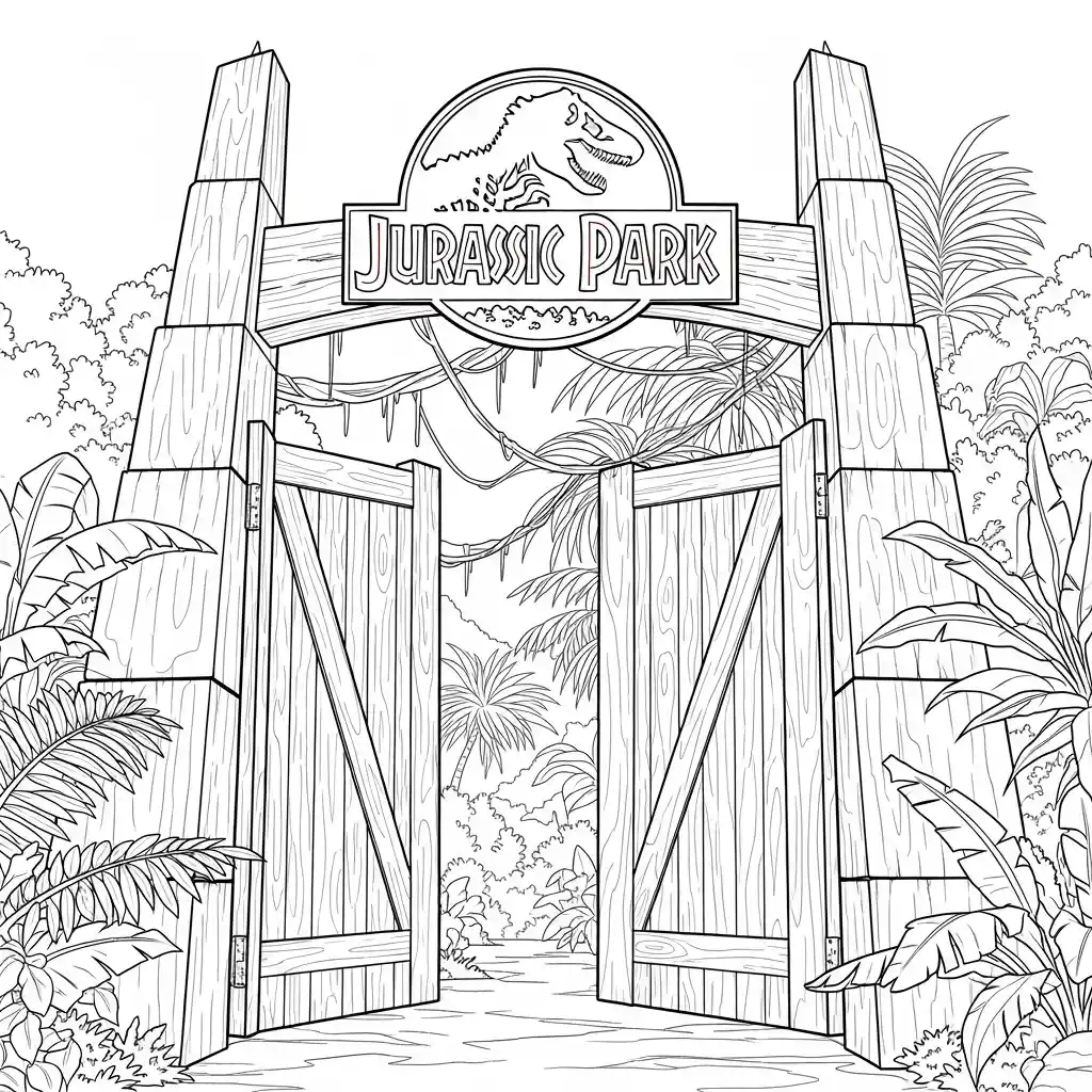 Jurassic Park para colorear para niños para imprimir gratis