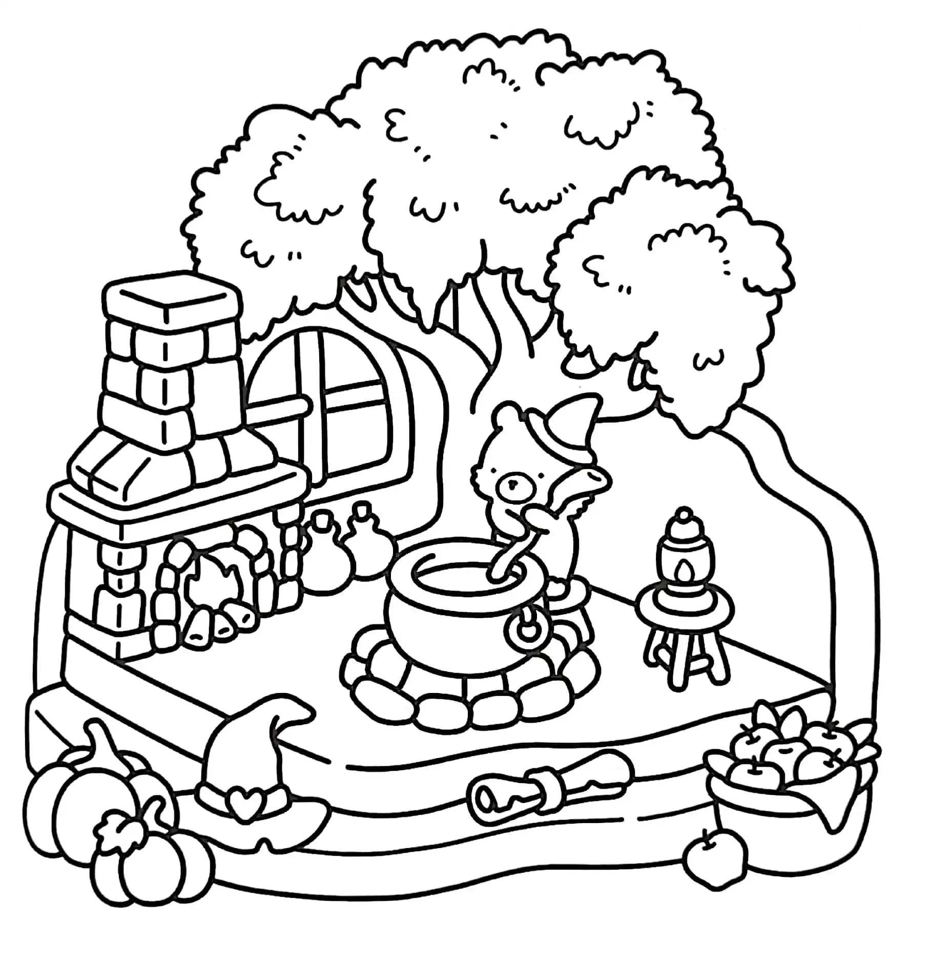 Little Corner para colorear para imprimir kawaii