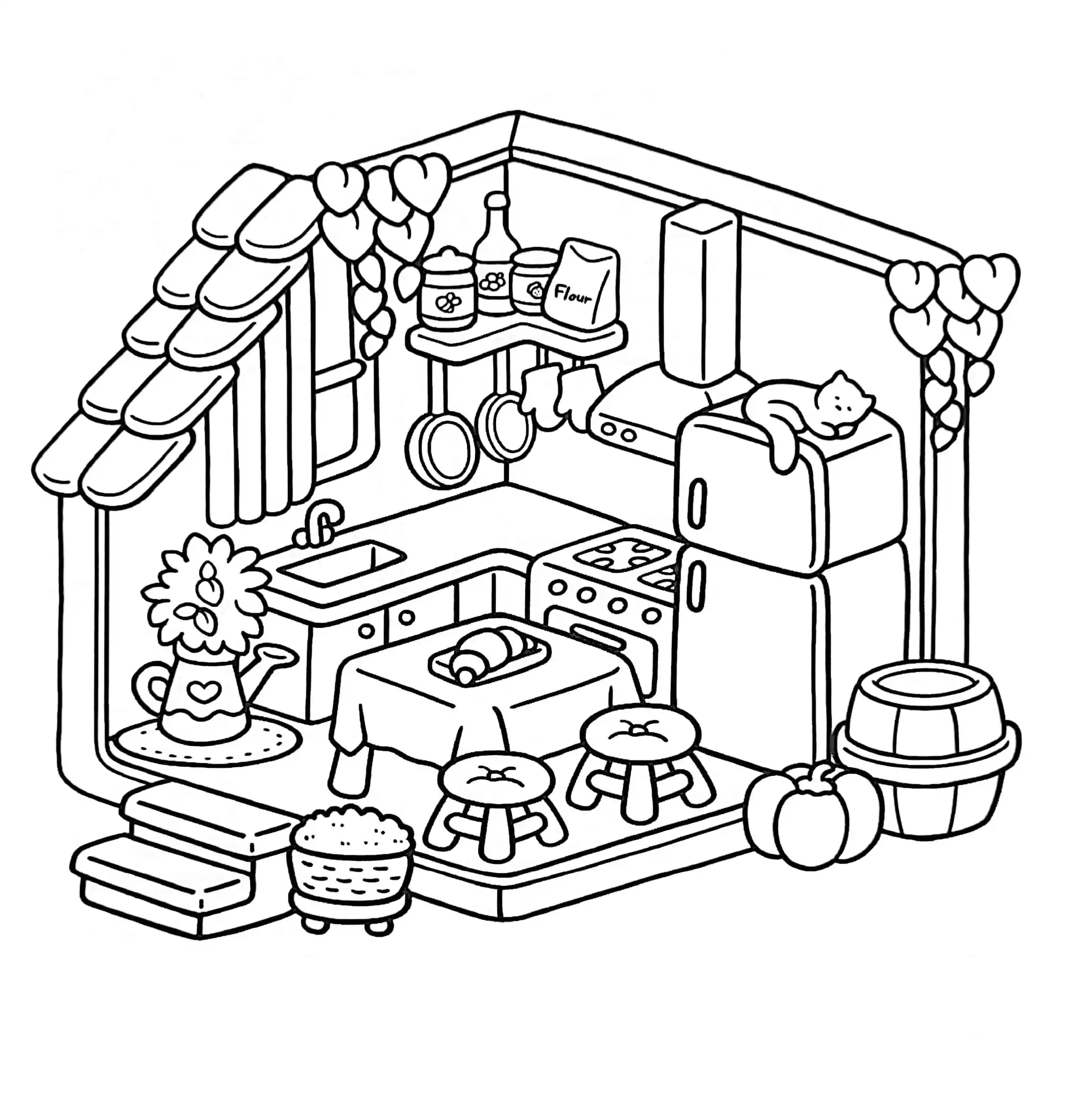 Little Corner para colorear y recortar