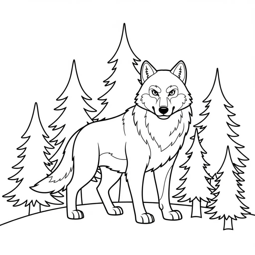 Lobo 17 para colorear para imprimir para niño de 4 años