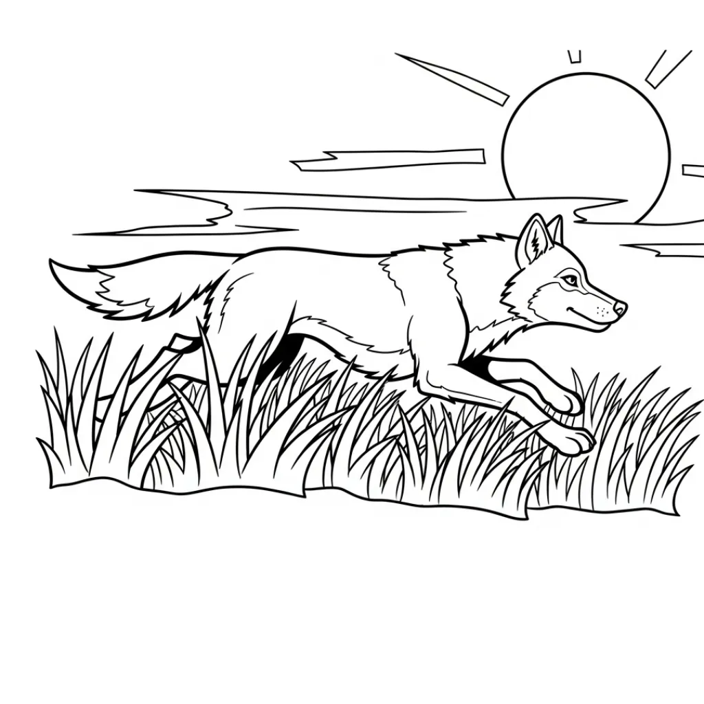 Lobo 4 para colorear y recortar