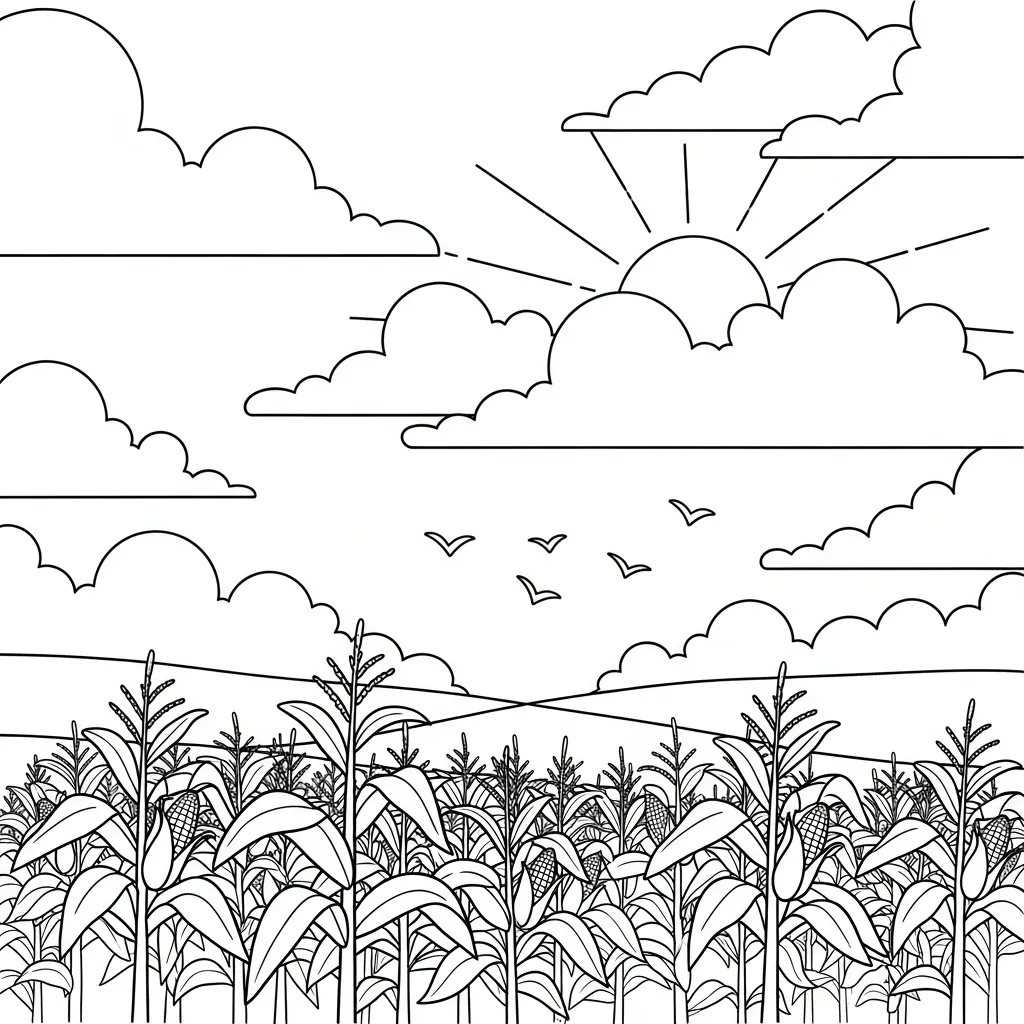 Maiz 6 para colorear para niño de 4 años