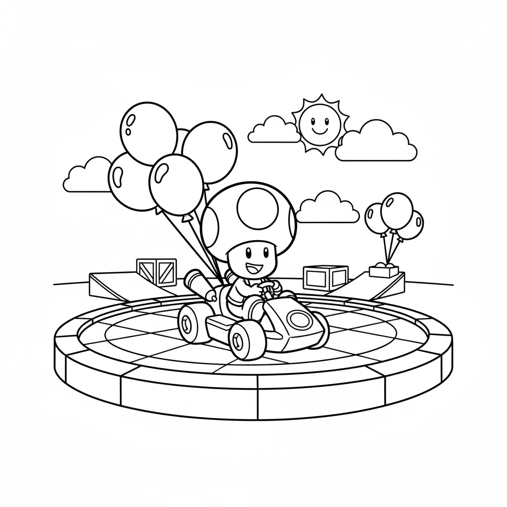 Mario Kart 1 para colorear para niño para imprimir gratis
