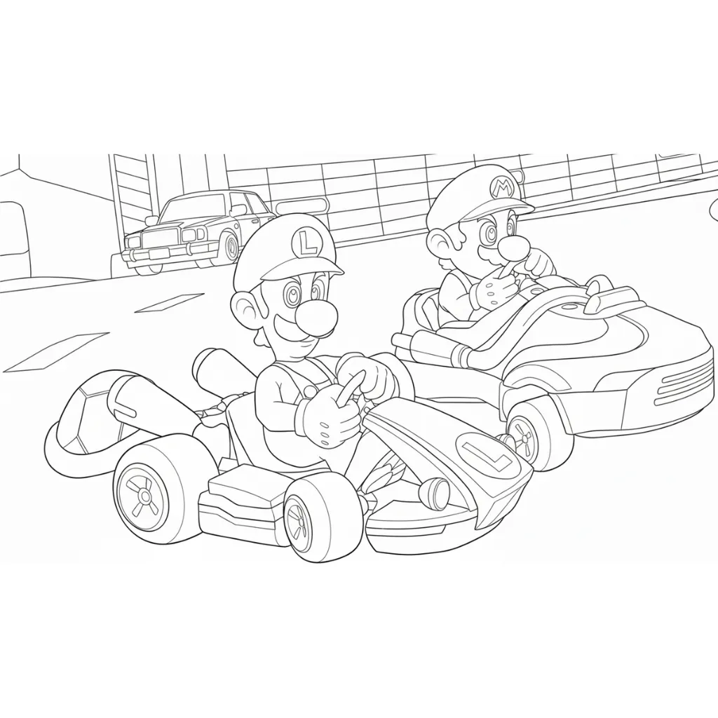 Mario Kart 11 para colorear para imprimir para niño de 9 años