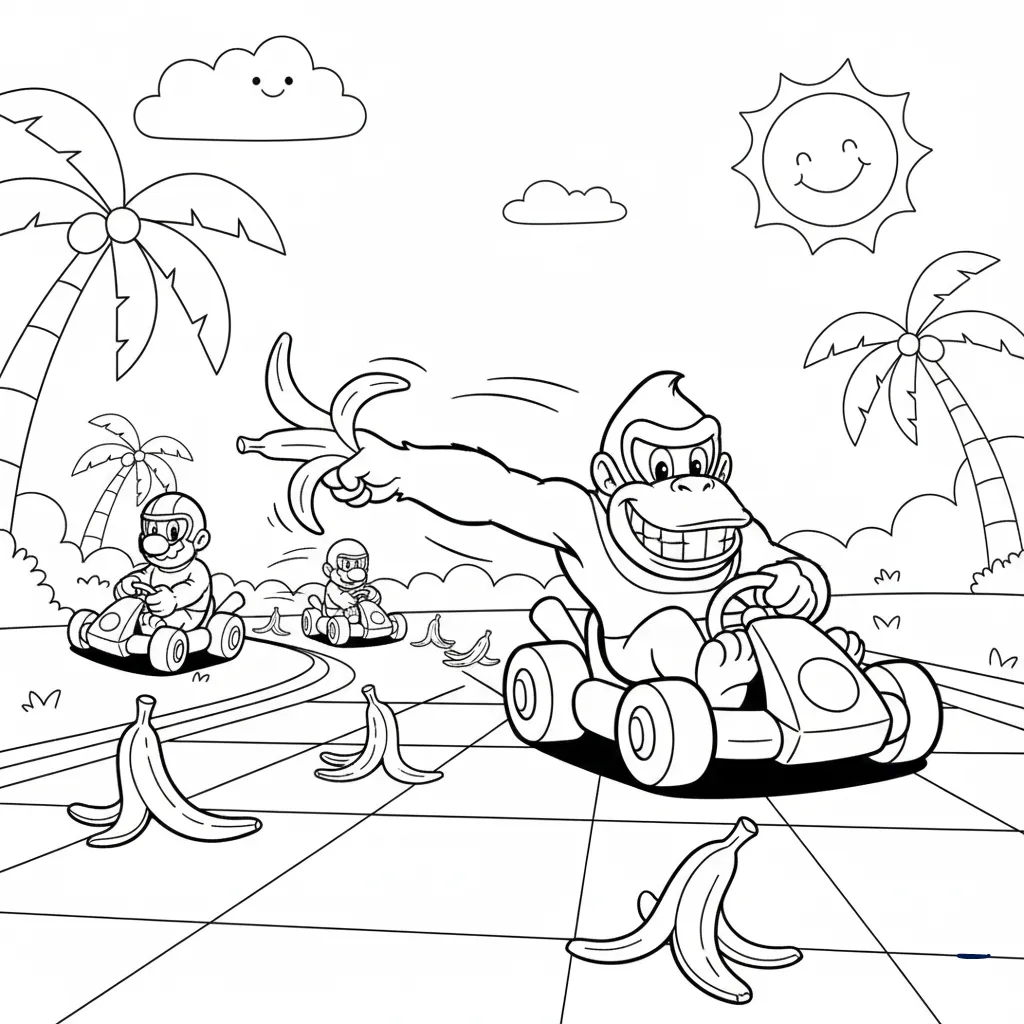 Mario Kart 16 para colorear para imprimir pdf gratis