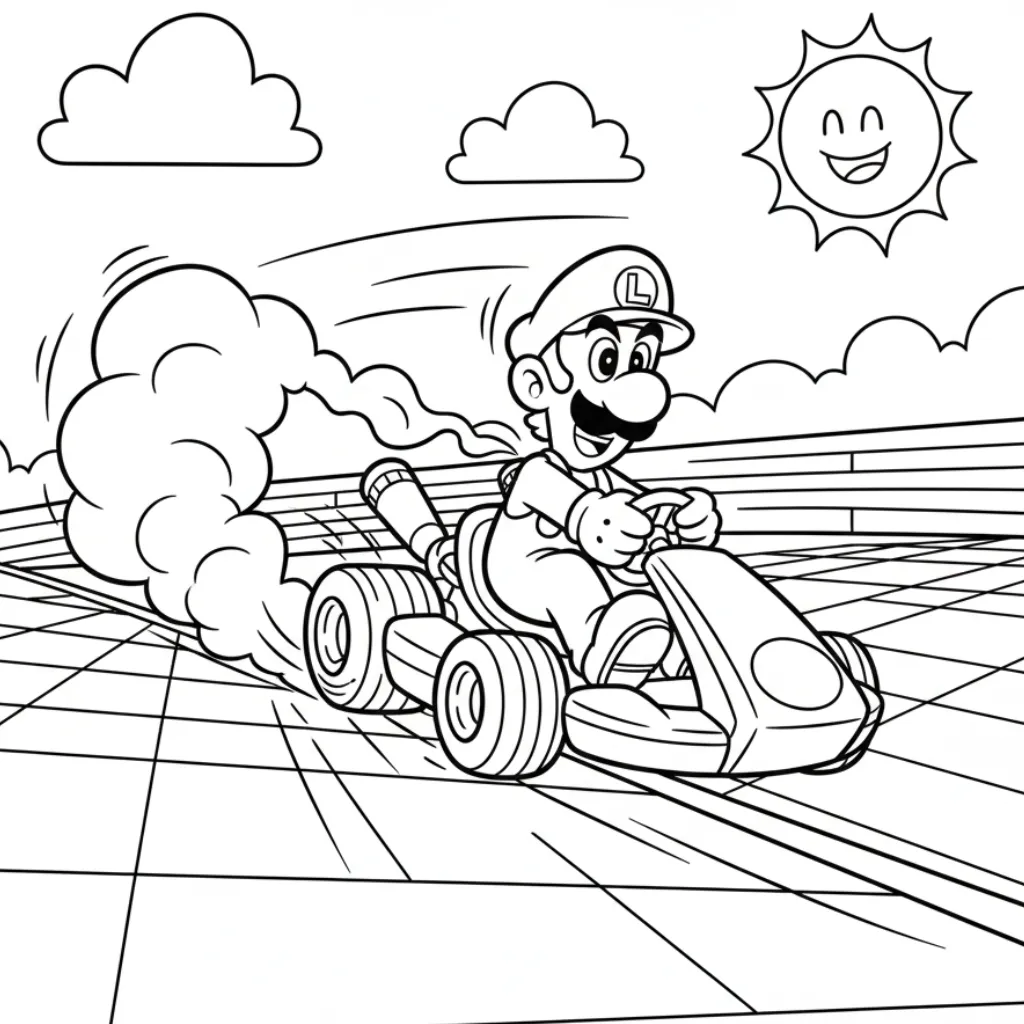 Mario Kart 3 para colorear para imprimir pdf