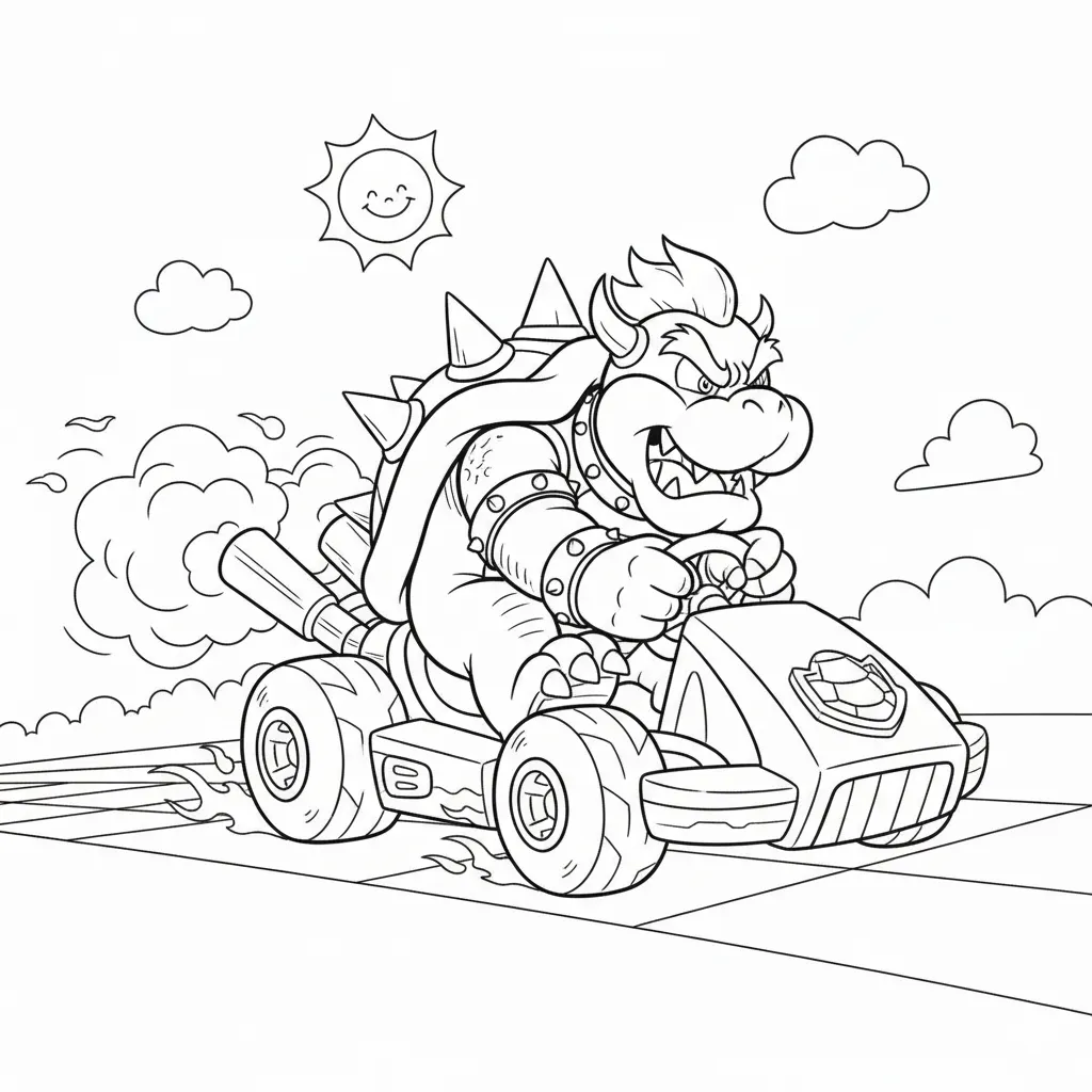 Mario Kart 5 para colorear para imprimir para niños