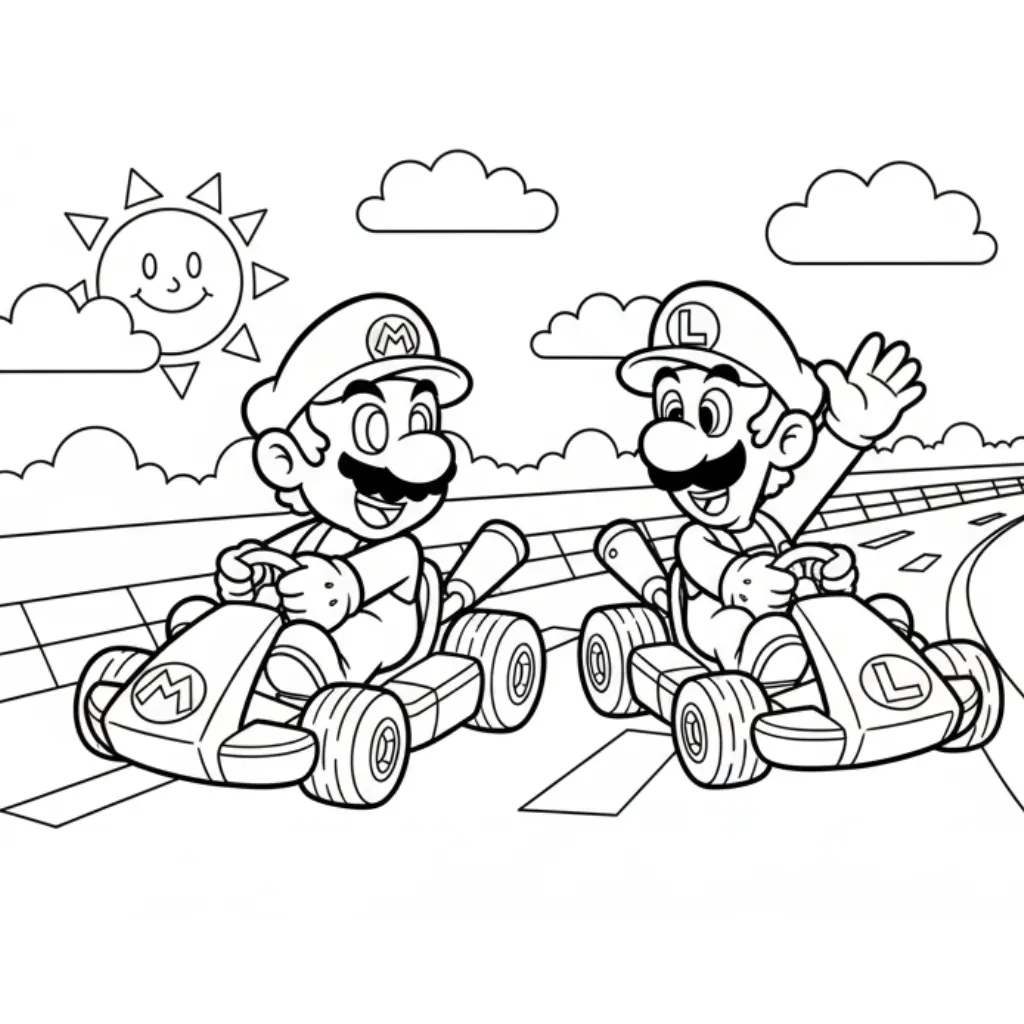 imprimir Mario Kart 8 para colorear gratis