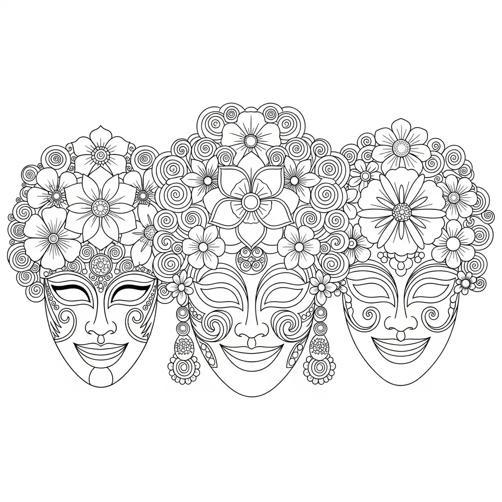 Máscaras De Carnaval para colorear para imprimir