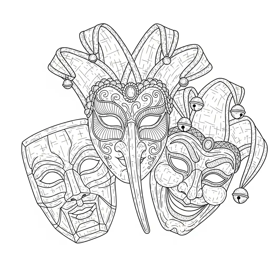 para imprimir Máscaras De Carnaval para colorear gratis