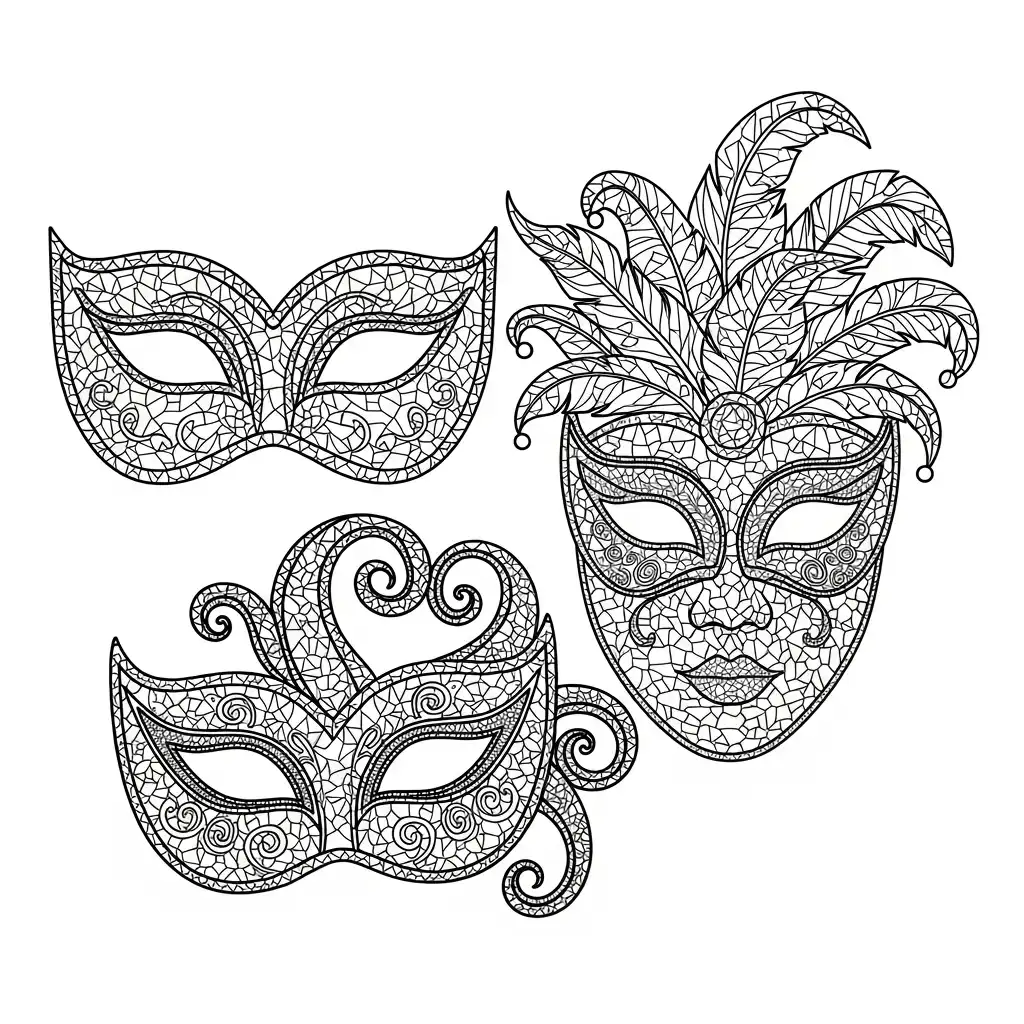 Máscaras De Carnaval para colorear para niño de 10 años