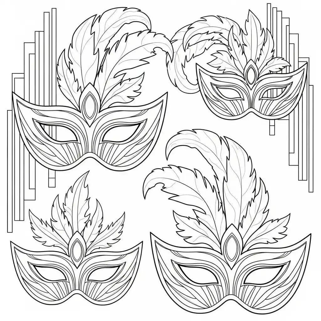 Máscaras De Carnaval para colorear educativo para niño 1