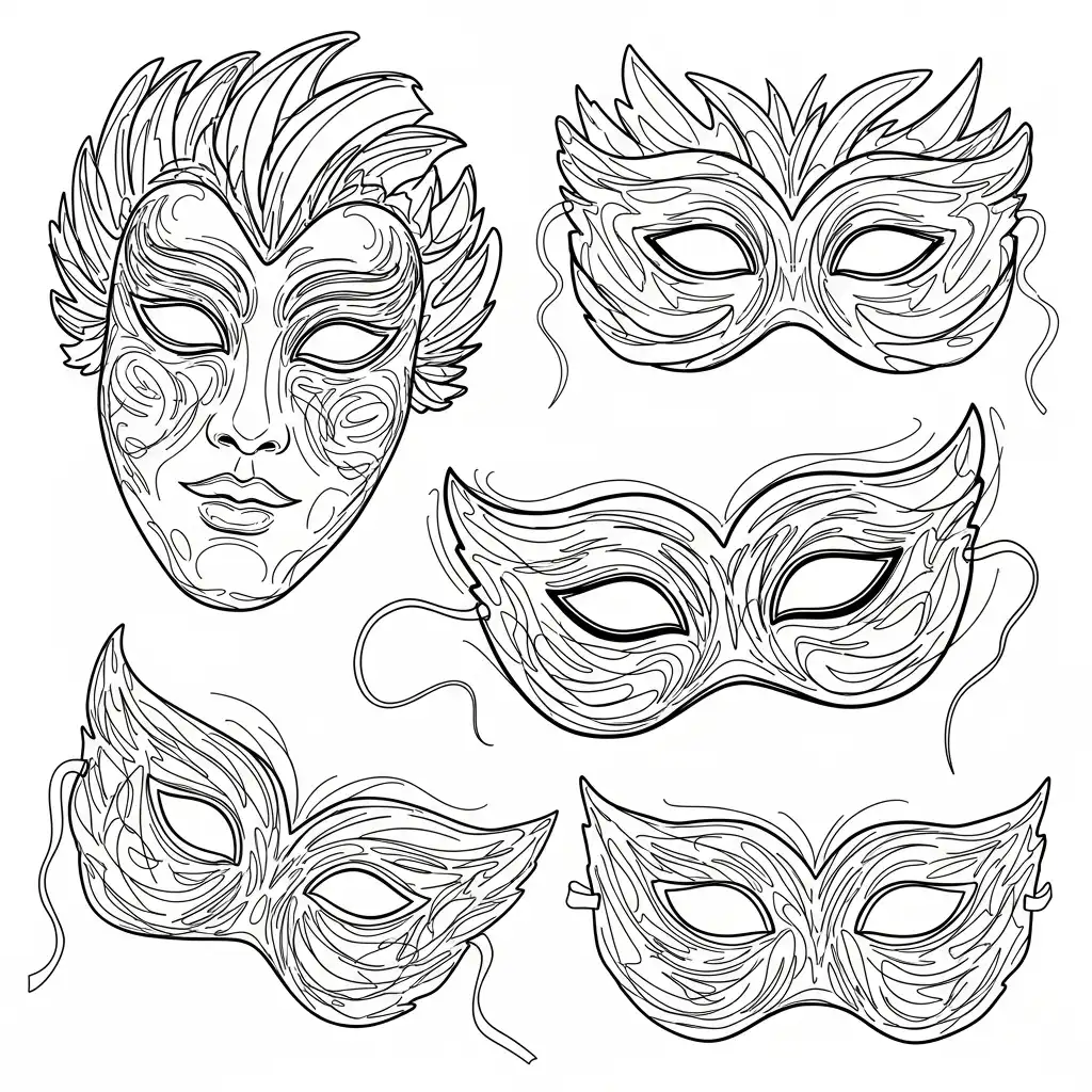 imagen para colorear Máscaras De Carnaval niño