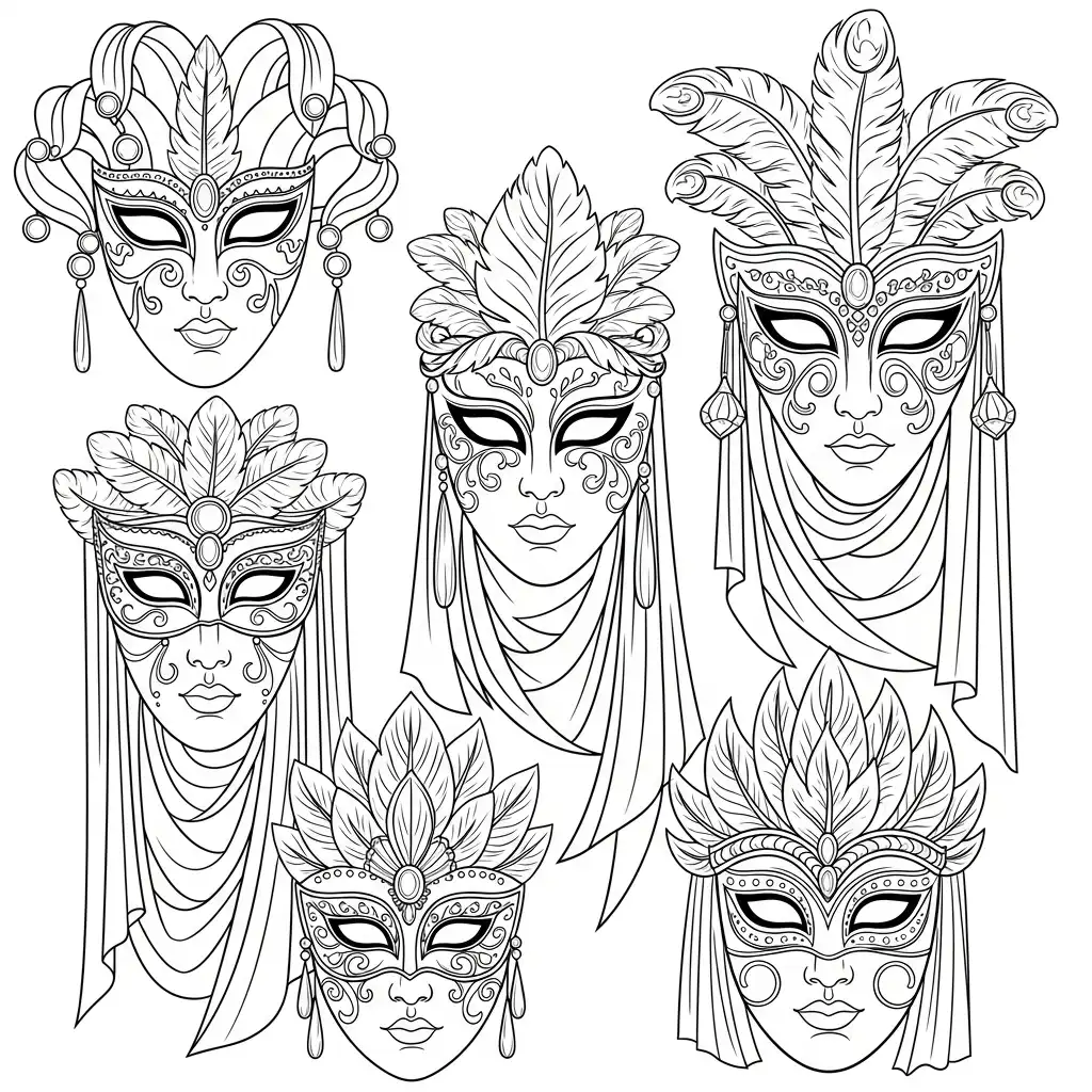 Máscaras De Carnaval para colorear para bebé para imprimir
