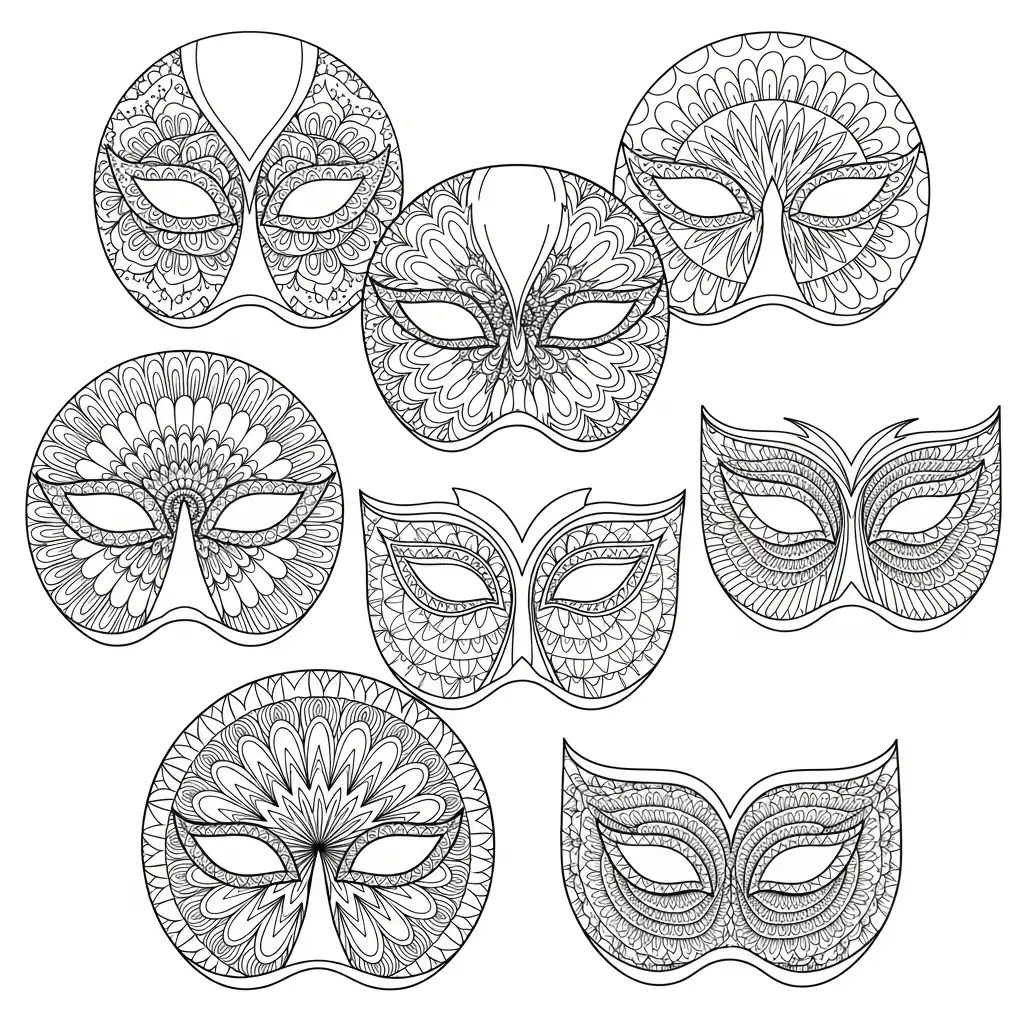 Máscaras De Carnaval para colorear para imprimir pdf 2