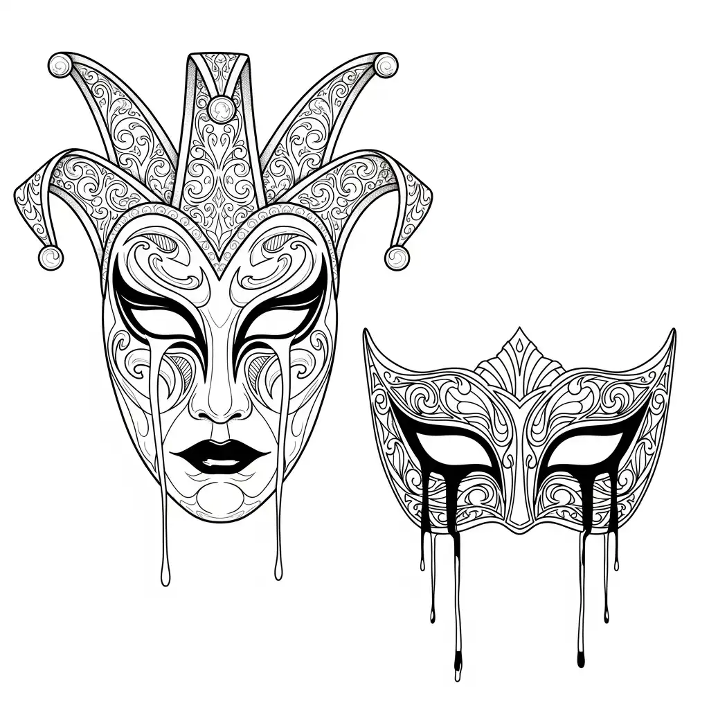 imprimir Máscaras De Carnaval para colorear gratis