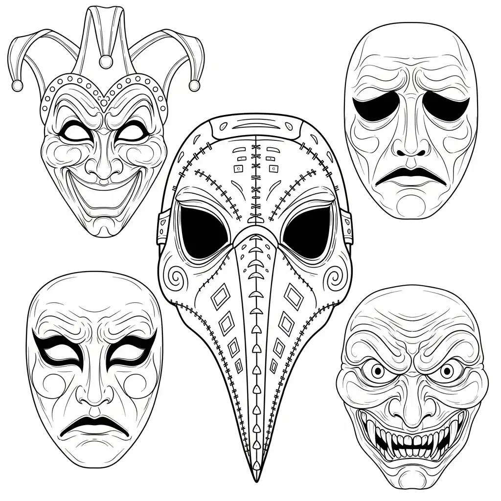 imprimir Máscaras De Carnaval para colorear para niño