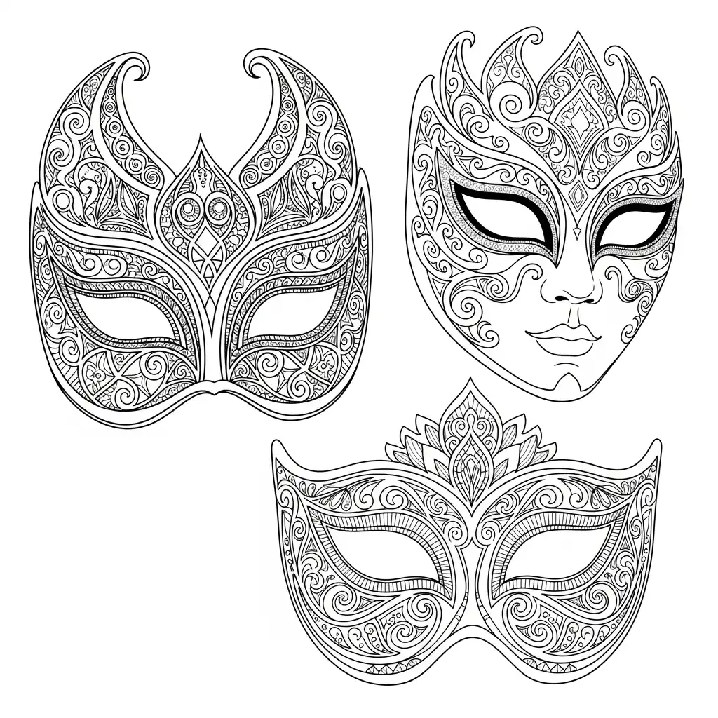 Máscaras De Carnaval para colorear para imprimir para niño de 2 años