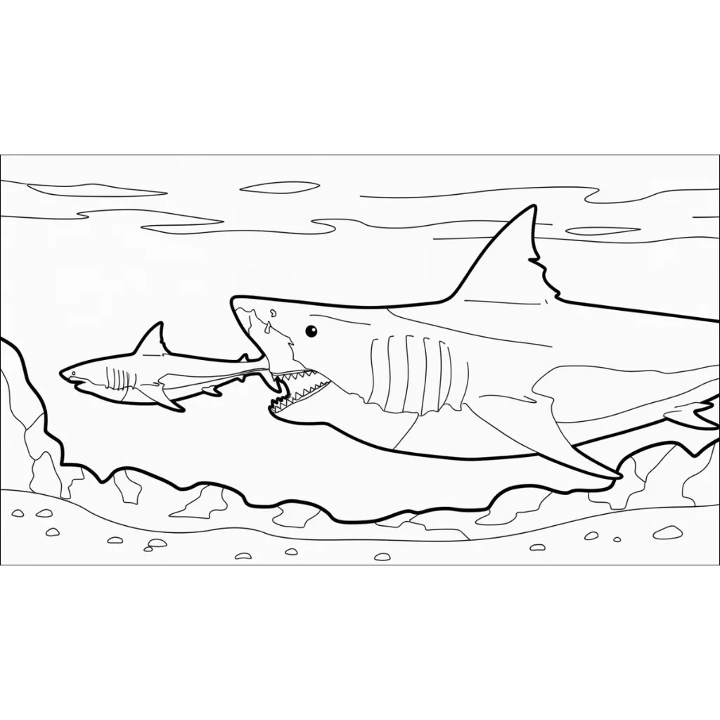 Megalodón 10 para colorear para niños para imprimir