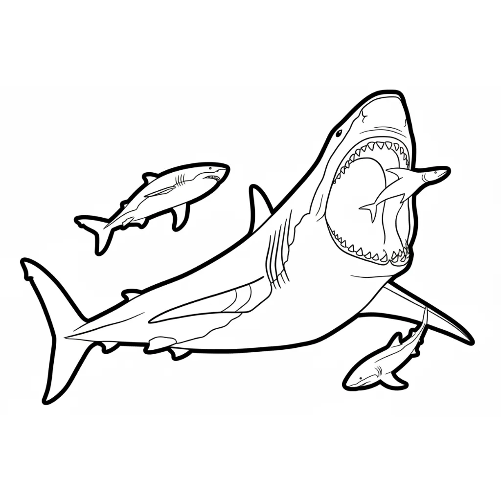 Megalodón 13 para colorear para niño para imprimir