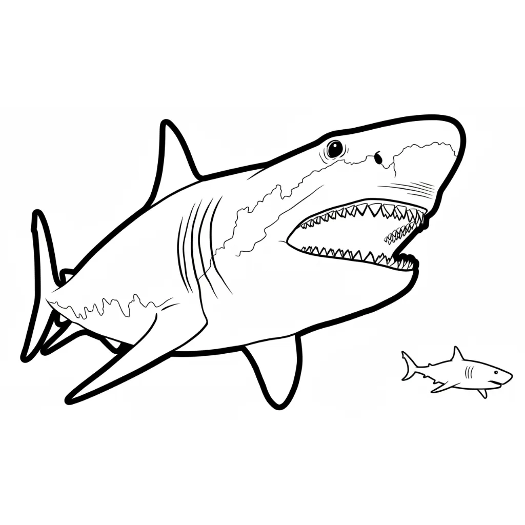 Megalodón 16 para colorear para imprimir para niño de 10 años