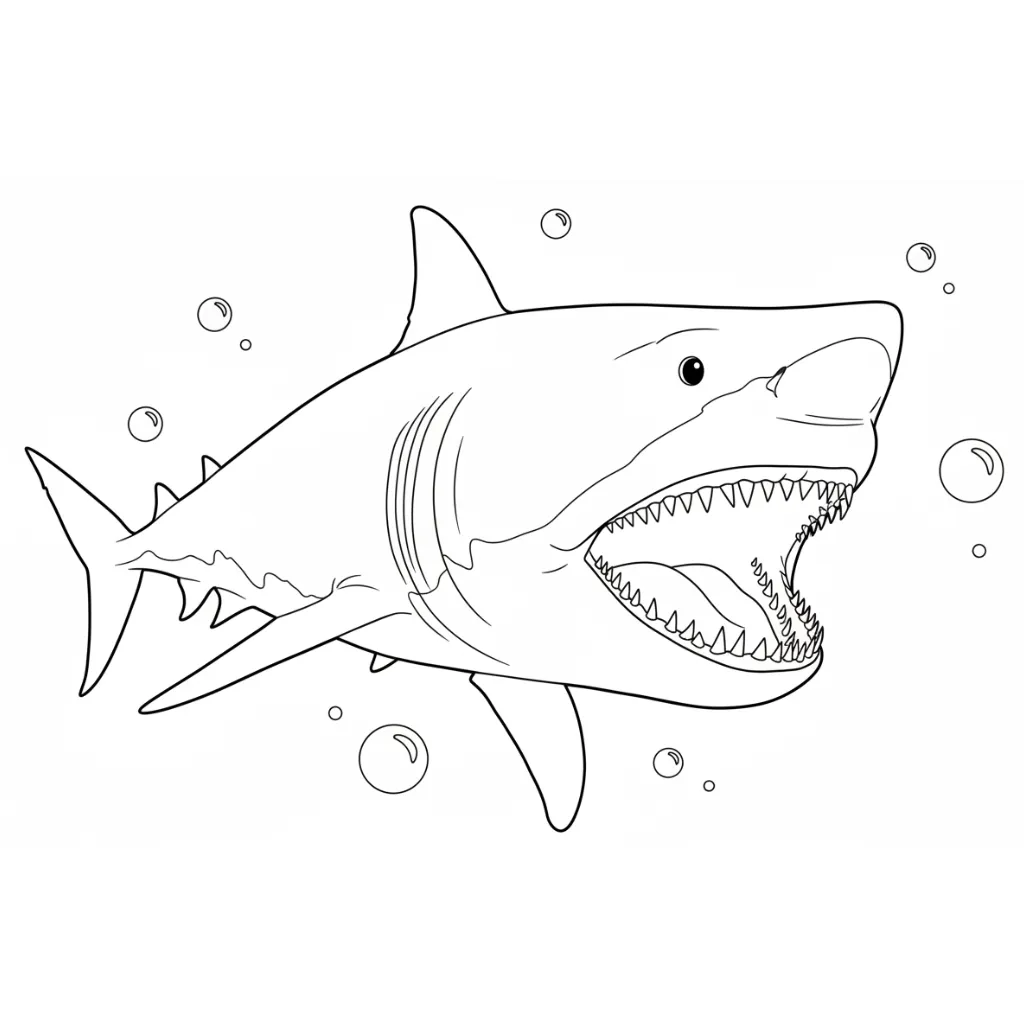 Megalodón 17 para colorear para imprimir para niño de 3 años