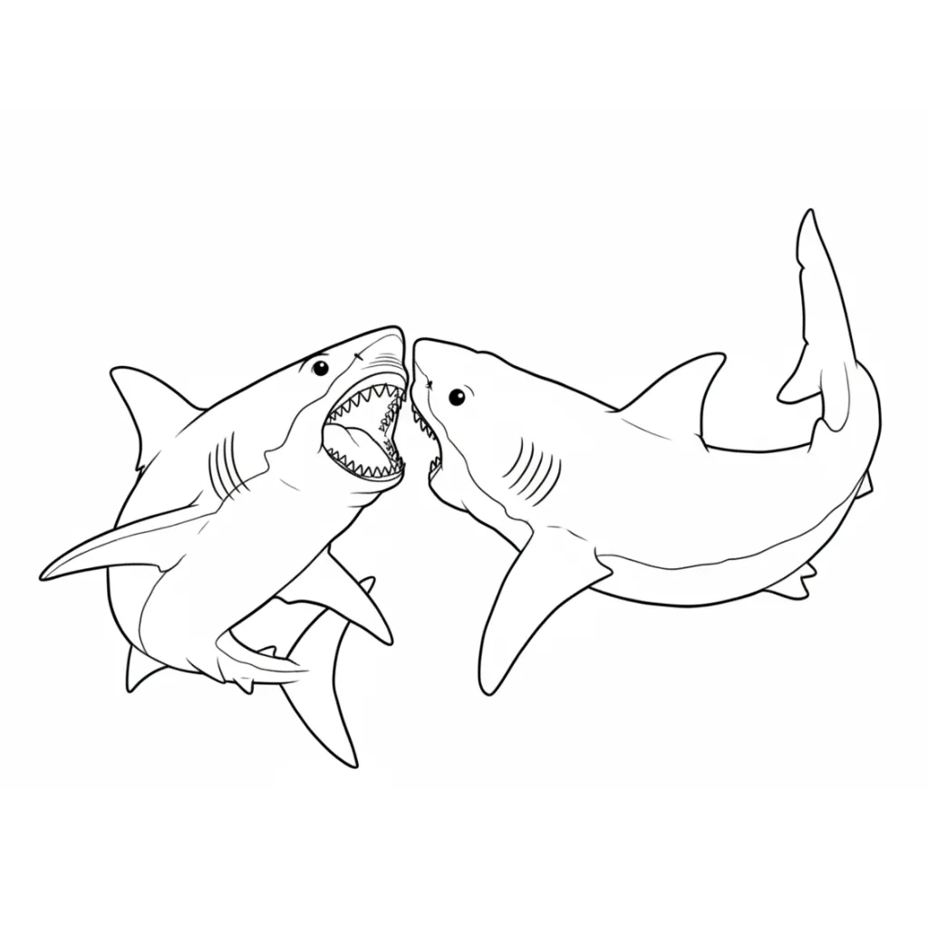 Megalodón 3 para colorear para imprimir para niño de 4 años