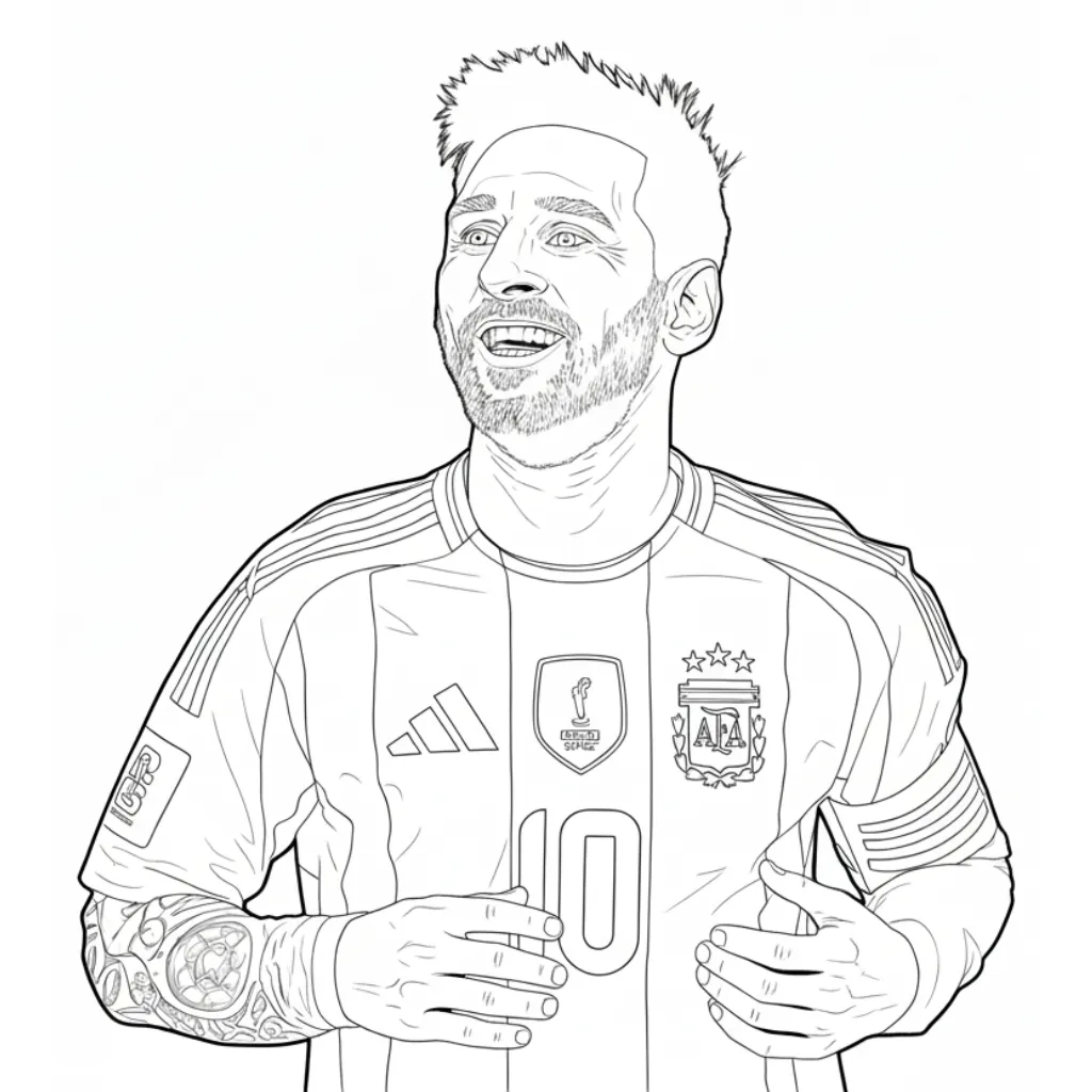 Messi 11 para colorear para imprimir para niños