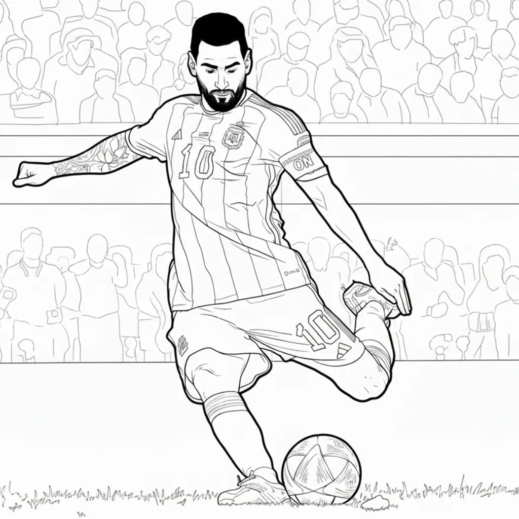 Messi 12 para colorear gratis para niños