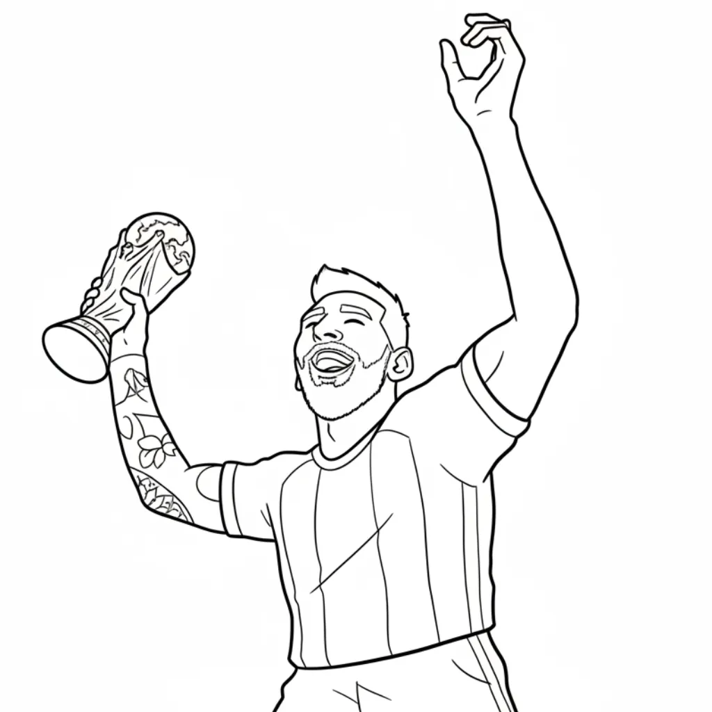 Messi 6 para colorear para niño para imprimir gratis