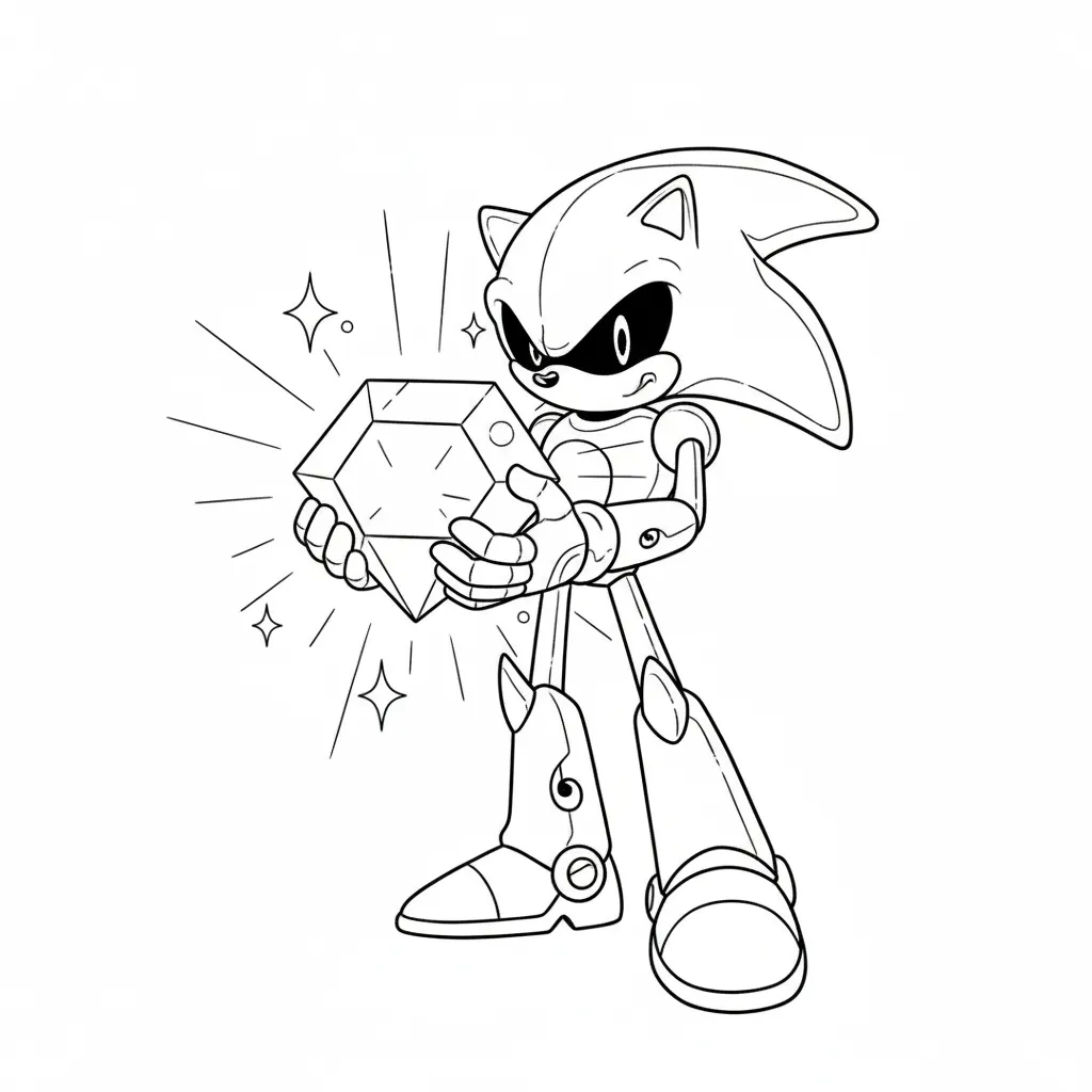Metal Sonic 7 para colorear para niños para imprimir gratis