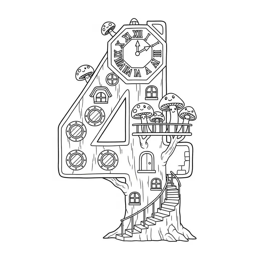 Numero 4 de niño para colorear para imprimir