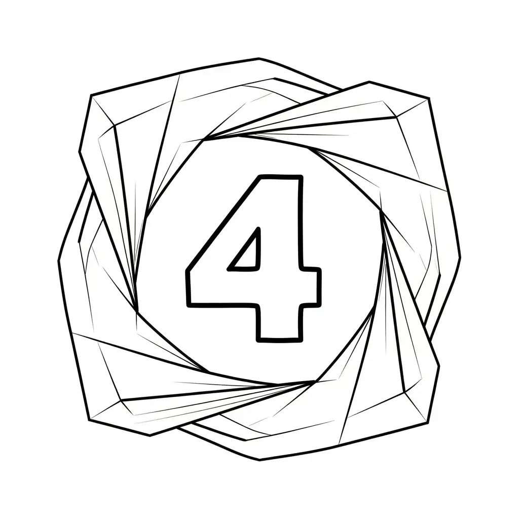 Numero 4 para colorear para imprimir para niño de 4 años 2