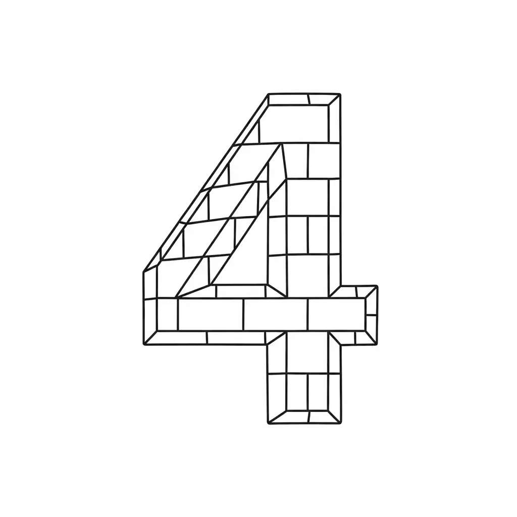 Numero 4 para colorear y recortar para imprimir gratis