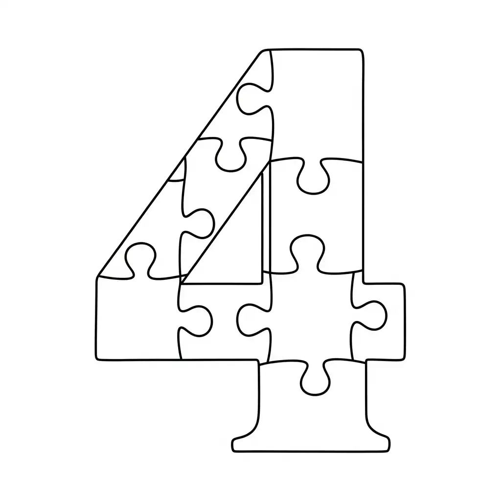 Numero 4 para colorear para niño gratis 2