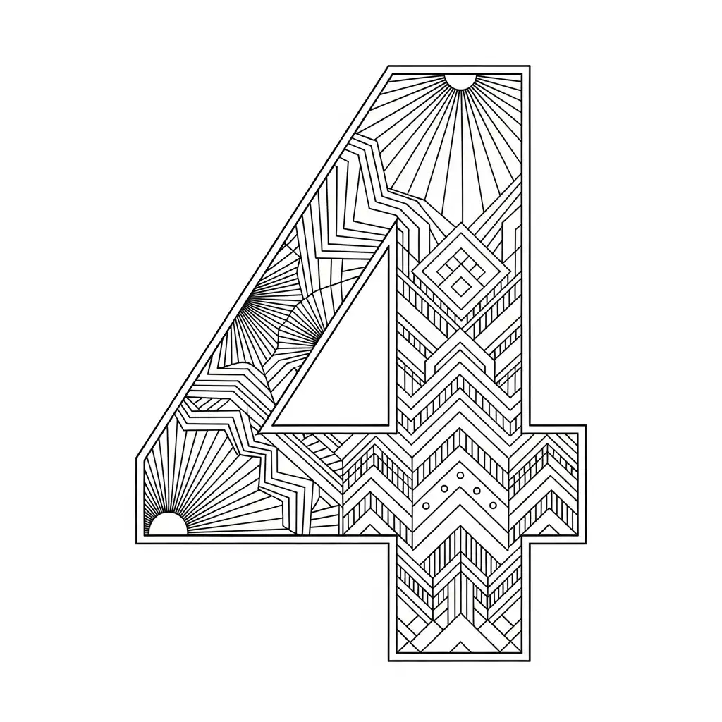 Numero 4 para colorear y aprendizaje 2