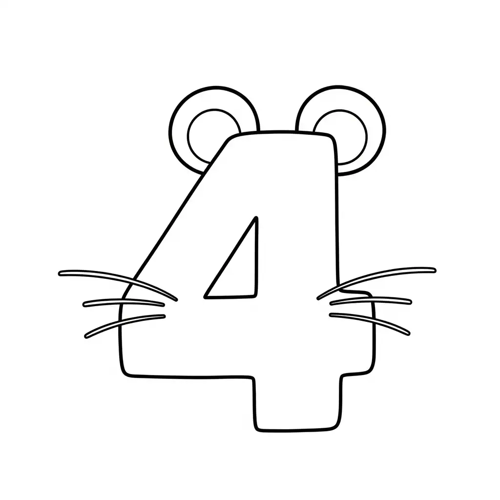 Numero 4 para colorear gratis para imprimir