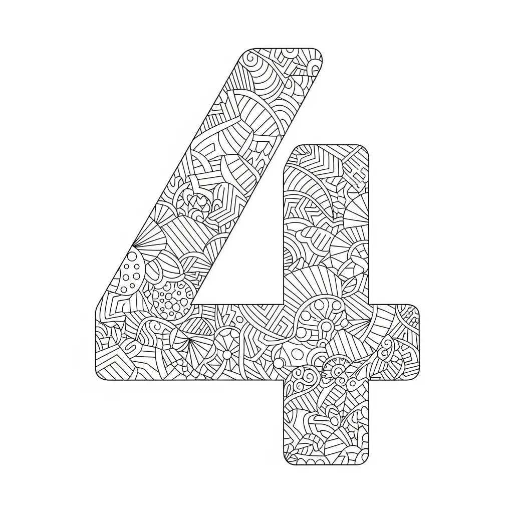 Numero 4 para colorear para niño gratis
