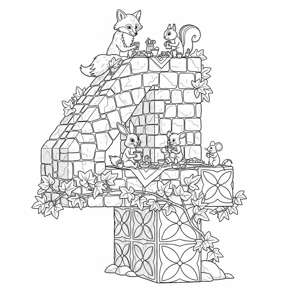 imprimir Numero 4 para colorear gratis