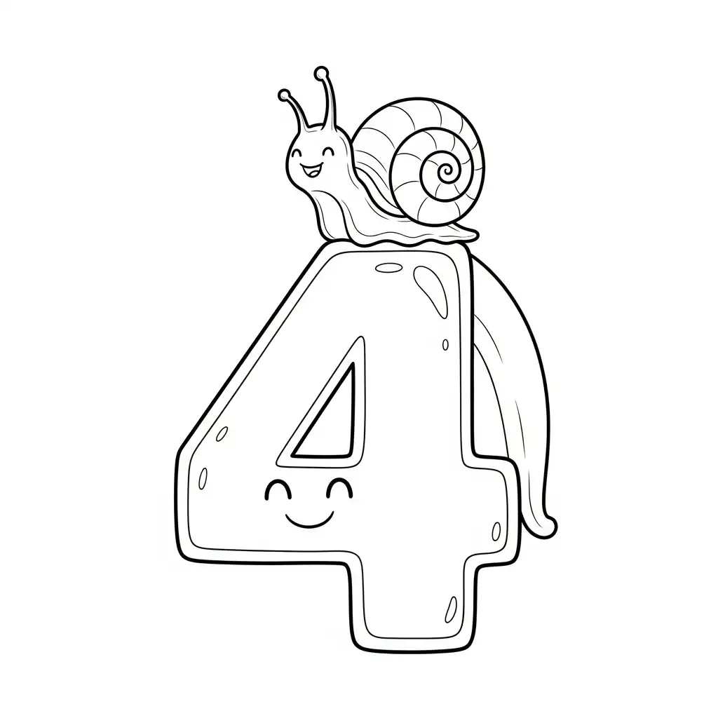 Numero 4 para colorear para niño gratis 3