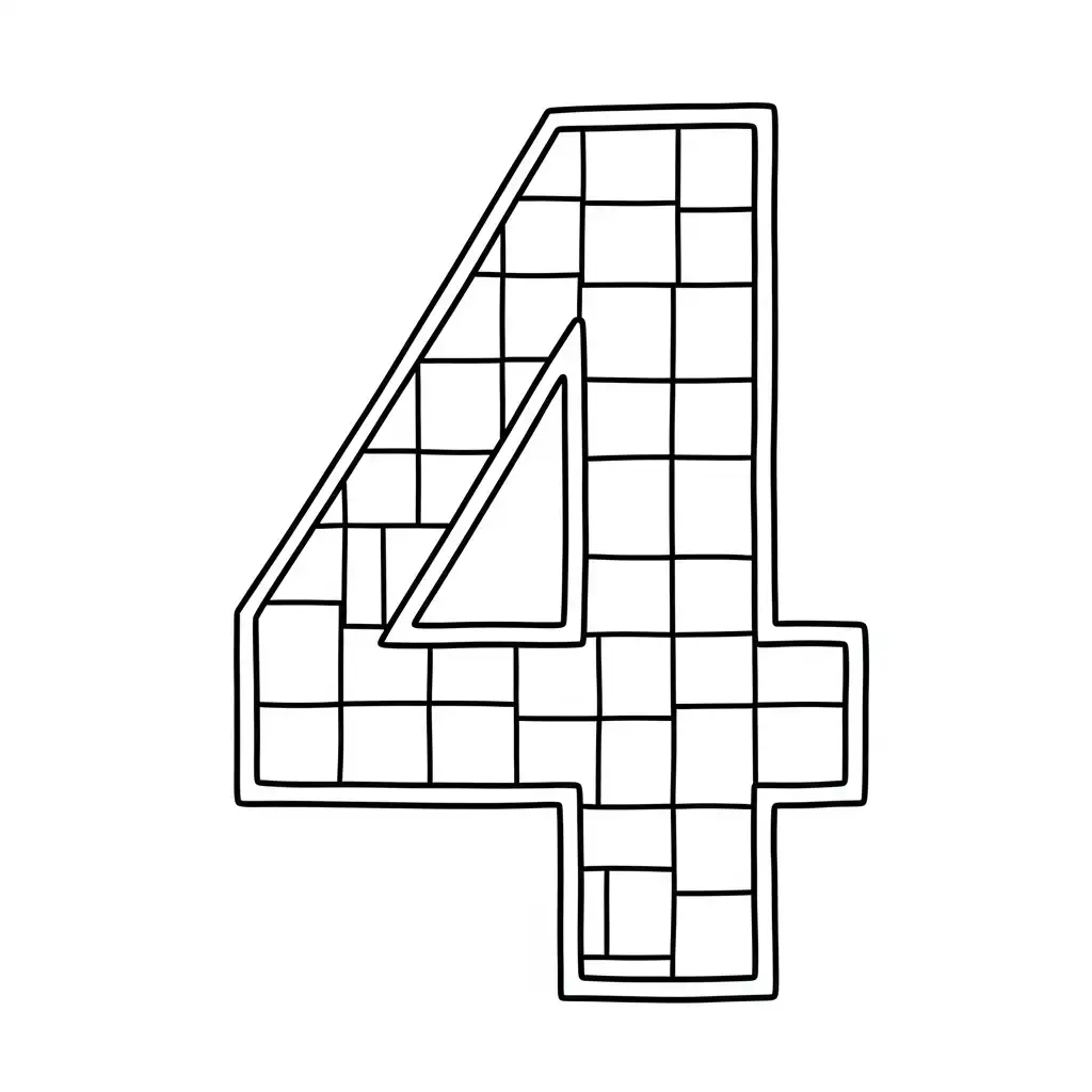 Numero 4 para colorear gratis