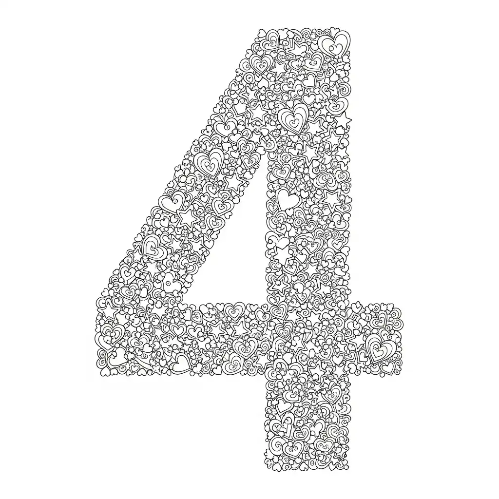 Numero 4 para colorear para imprimir gratis