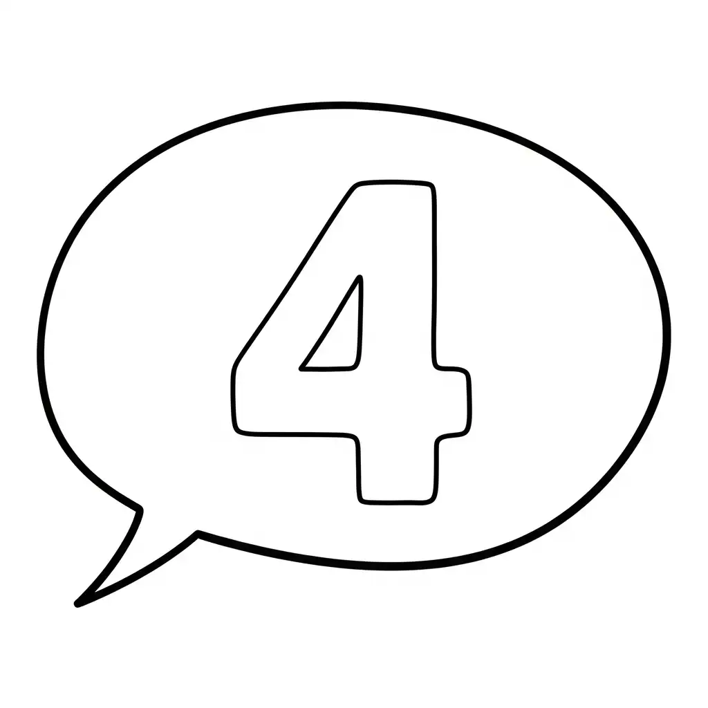 Numero 4 para colorear para niño para imprimir gratis