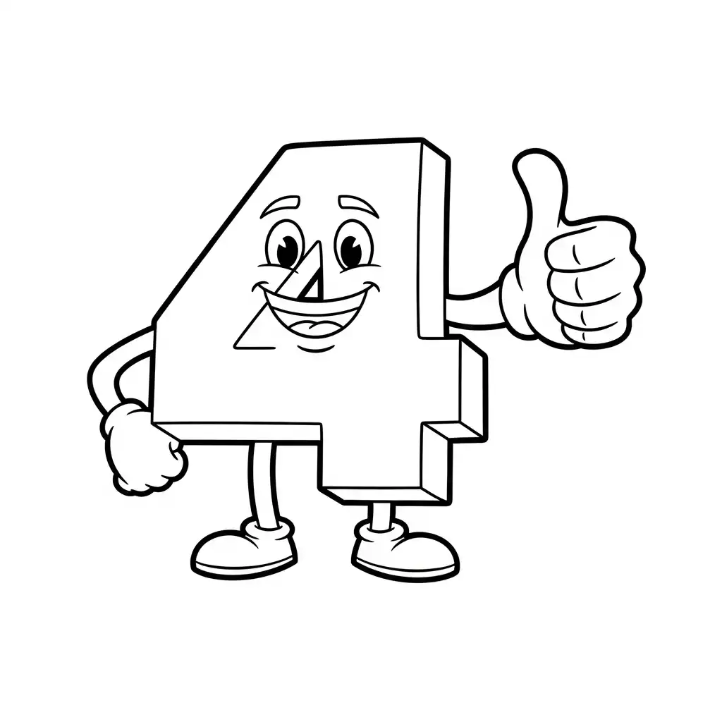 Numero 4 para colorear para imprimir para niño de 4 años