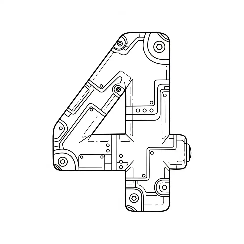 Numero 4 para colorear para imprimir gratis 1