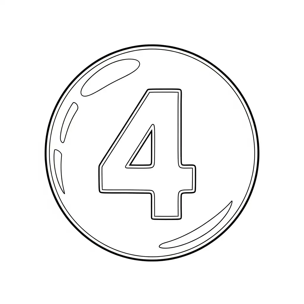 Numero 4 para colorear para niño de 8 años