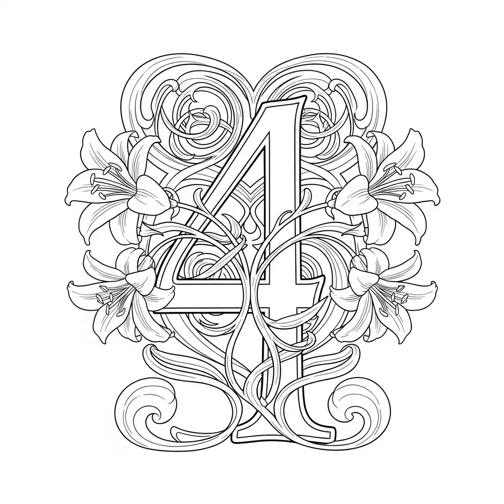 Numero 4 para colorear para niños